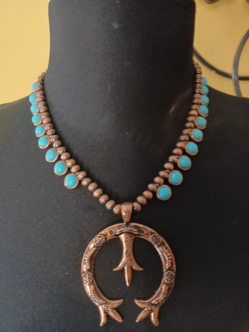 ICON Turquoise Bead Copper Naja Necklace - Women Jewelry